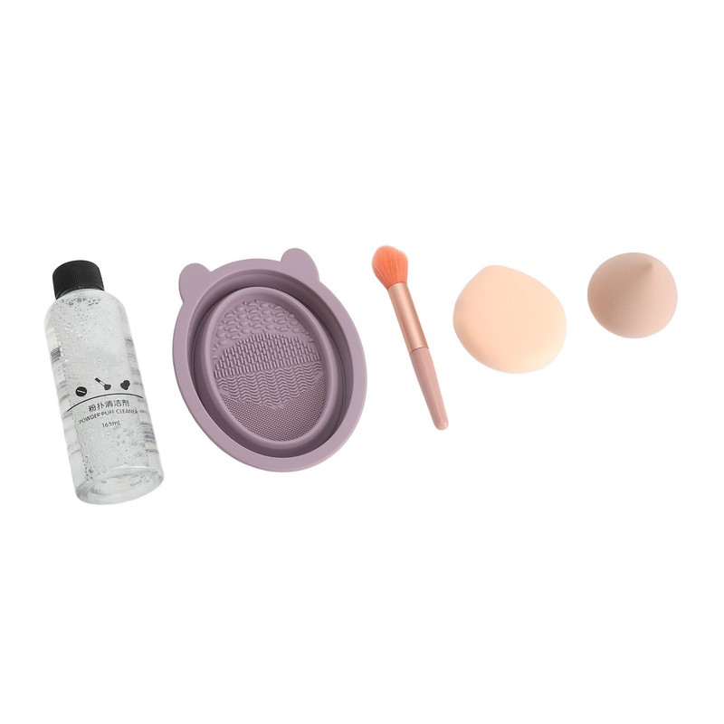 5pcs Makeup Brush Cleaning Solution Bowl Kit Residue Removal Powder