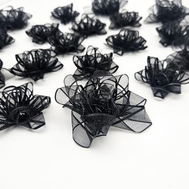 ZOOYOO Black Gift Bows,18 Pcs Self-Adhesive Bows Assortment,Presents Baskets Bags Decorations for Christmas,Xmas,Birthday Christmas,Graduation,Wedding,Party