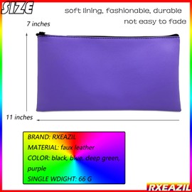 RXEAZIL 2 Pack Money Bag for Cash, 11x6 inches Security Durable Bank Deposit Money Coin Checks Bag Pouch Organizer Receipt Holder Utility Wallet for Cash Men Women (Blue)