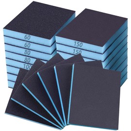 Paquete de 16 esponjas de lijado, 60 80 100 120 150 180 240 320 bloque de lijado grueso de grano medio fino, bloque de lija seco húmedo de papel de lija para muebles de madera, metal