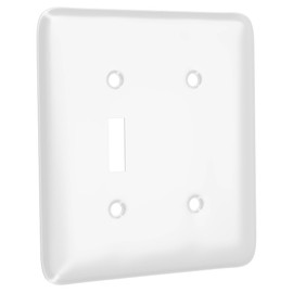 TayMac WRW-TB 2-Gang White Smooth Metal Maxi Toggle/Blank Wall Plate WRW-TB, Outlet Cover Wall Plate with Screws, Light Switch Cover Plate for 2 Devices