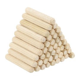 PATIKIL 3/16" x 1-5/9"(5 x 40mm) Wood Dowel Pins, 90 Pack Fluted Wooden Dowel Pin Straight Groove Rods for Furniture Door Art Crafts Projects
