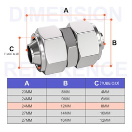 Bwintech 5 Pcs 8mm Straight Push to Connect Lock Nut Tube Pneumatic Fitting,2 Way Nickel Plated Brass Quick KPU8 Air Line Adapter