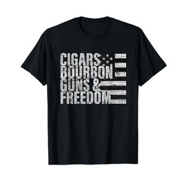 Cigars Bourbon Guns & Freedom T-shirt Flag Tee T-Shirt