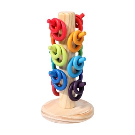 WODI Sorting Helper Tree Holder Building Rings Rainbow Wooden Montessori Toys for Kids, Multicolored Wooden Ring Toy Colourful Stacking Ring Tree-Build Skills, Color Recognition (Rainbow)