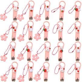 Petunny 20Pcs Pink Nail Clippers Bulk,Toenail Clippers Set Stainless Steel Nail Combo Set Fingernail and Toenail Clipper Nail Cutter Tool Set for Girl Women Kids,Random Style