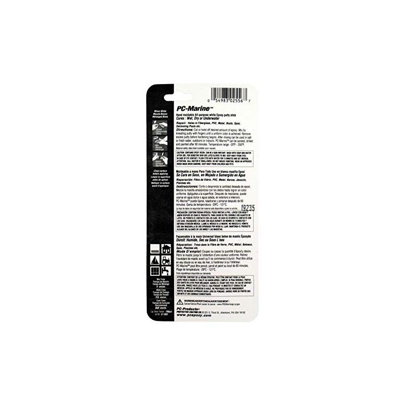 PC Products PC-Marine Epoxy Putty, 2oz Stick, White (25567)