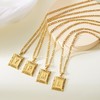 Initial Necklace for Men Women Gold Figaro Chain Stainless Steel