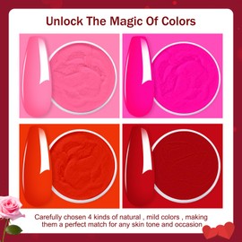 Honey Joy Dip Powder Nail Kit Starter, 4 Colors Dark Red Hot Pink Fine Dipping Powder Liquid Set with Base Top Coat Activator for Nail Art Manicure Salon DIY No LED Nail Lamp Needed, Dip-7pcs-No.20