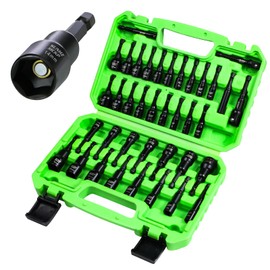 SUNHZMCKP 39Pcs Magnetic Nut Driver Set for Impact Drill, Metric & SAE Impact Hex Nut Driver Drill Bit Master Kit, Impact Driver Bit Set with 1/4" Hex Shank, Quick-release Bit Holder, with Toolbox