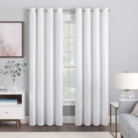 Eclipse Aurelia Velvet Room Darkening Grommet Noise Reduction Window Curtains (2 Panels), 52 in x 108 in, White