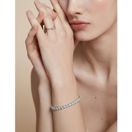 KRKC&CO Tennis Bracelets for Women, 14K/White 5A CZ Bracelet, Birthday Wedding Gift for Her, Iced Out Cubic Zirconia Stones, Bridal Wedding Jewelry for Wife Mom, 5mm 6.5