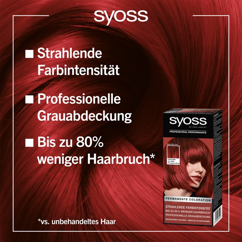 Syoss Colour Colouration, 5–72 Pompeian Red Pantone 18–1658 (3 x