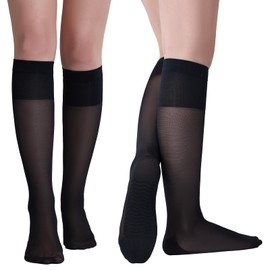 Yilanmy 6 Pairs Knee High Stockings for Women, Sheer Nylon Calf Socks with Reinforced Toes