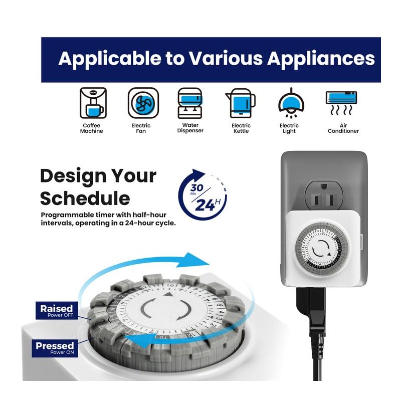 BASEAIRE Accessory Package. 24-Hour Programmable Plug-in Christmas Light Timer, Work