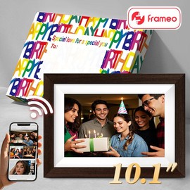 Frameo Digital Photo Frame Gift idea - Compact Design for Home or Office Use, Easy to Install & Maintain Decor Wood Giftbox - Color: Wood Giftbox B