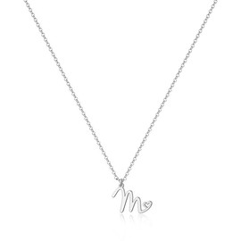 Yimofy Initial Necklace for Women Silver Plated Stainless Steel Women's Dainty Letter Necklace Tiny A-Z Initial Pendant Choker Necklace M