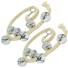 Dog Hanging Doorbells| Extra Loud Dog Potty Training Bells| Adjustable Durable Braided Rope Door Bell for Dogs to Ring to Go Outside(2 Silver)