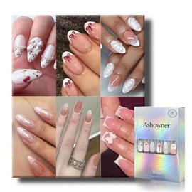Paquetes de 6 (144 piezas) | Uñas postizas reutilizables | Uñas bonitas | Paquete de 6 estilos | 12 tamaños | 24 piezas de cada estilo | Lazo con temá