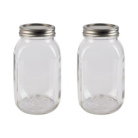 Ball Regular Mouth Easy Label Glass Mason Jars with Lids and Bands, Used for Canning, Pickling, Juice, Jam, Jelly, Quart Size 32 Ounce (Pack of 2)