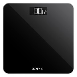RENPHO Digital Bathroom Scale, Ultra Slim Body Scale with High-Precision Sensors, Smart Scale with Step-On Technology, black