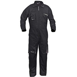 Black Work Wear Men's Overalls Boiler Suit Coveralls Garage Overalls Mechanics Boilersuit Protective (L)