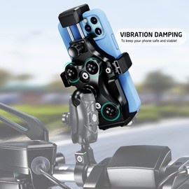 iMESTOU Anti-Vibration Motorcycle Phone Mount with 1 Ball Head Fits for RAM B Size Mounts/Accessories with 1" Ball Socket,One-Handed Operation and 360°Rotation Securely Holds 4.7-7.2 inch Phones