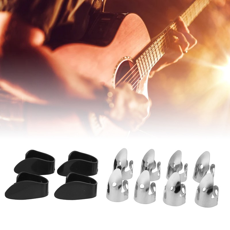 12Pcs Guitar Finger Pick Bass Thumb Protector Instrument Accessory Set
