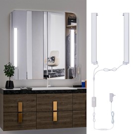 MY BEAUTY LIGHT Angle Adjustable LED Vanity Lights for Mirror, Bright Dimmable and Color Temperature Changeable LED Makeup Lights, Stick-on 24V Plug-in Bathroom Vanity Light Fixture