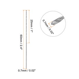 QUARKZMAN Extra Long Drill Bits 0.7 mm HSS Drill Bit with High-Speed Steel Straight Shaft 60 mm Length for Metal Woodwork Plastic Aluminium Alloy Pack of 20