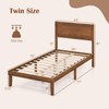 Giantex Wood Twin Bed Frames with Headboard, Mid Century Modern