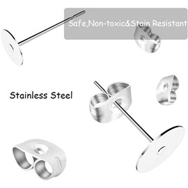 Huucky 661Pcs Earring Posts with Jewelry Glue,Stainless Steel Jewelry Making Hypoallergenic Earring Posts and Backs,Stud Earrings with Butterfly Rubber Earring Backs DIY Making Findings