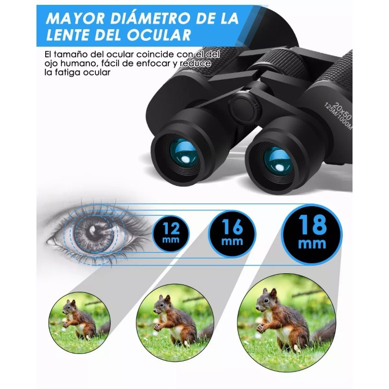 Lostrain 20x50 Hd Binoculares Profesional Bak4 Prisma Fmc Lente