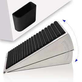 HOOFUS Adjustable Spring Large Door Stop,Heavy Duty Tall up to 3.14 inches Wedge Door Stoppers for Bottom of Door,Stainless Steels Door Holder (Sliver, 1 Pack)