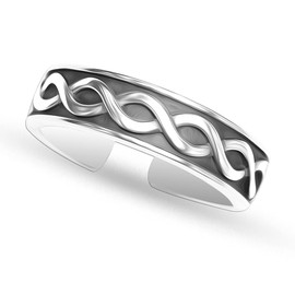 LeCalla 925 Sterling Silver Infinity Celtic Open Adjustable Toe Rings for Women, Silver, No Gemstone
