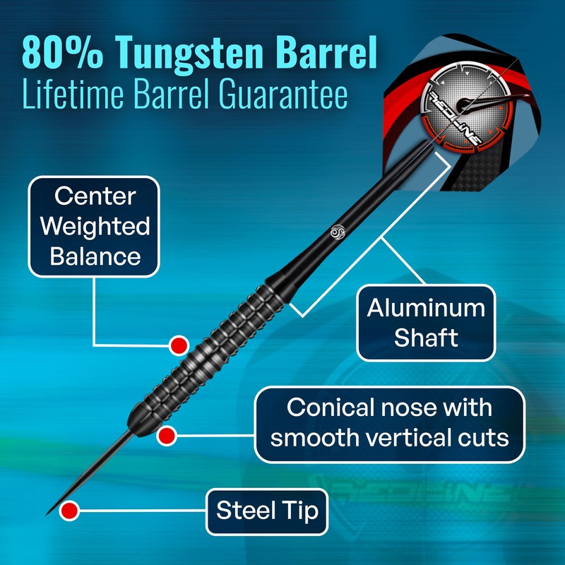 Shot! Darts Redline BLAZ3D Steel Tip Dart Set Front Weighted
