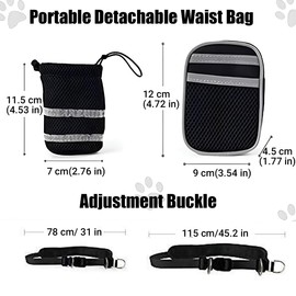 AIMALL Versatile Waist Dog Leash Set with Reflective Straps for Safe Night Running - Adjustable Length, Multifunctional Pockets, and Secure Clasp