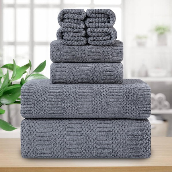 8 Piece Oversized Bath Towels Set Gray,2 Extra Large Bath