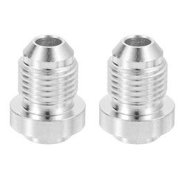 sourcing map 2Pcs Male 6AN Weld on Bung Fitting, Aluminum Alloy Flare Union Coupler for Automotive Replacement Fuel System Fittings, Silver