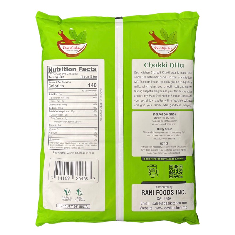 Desi Kitchen MP Sharbati Wheat Flour (Chakki Atta) 20lbs