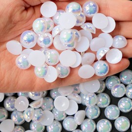 2500PCS 4MM Flatback Half Round Pearls for Crafting, White AB Imitation Pearls Beads for Crafts, Nail Face Art, DIY Projects, Mugs Tumbler, Shoes, Clothes, Bottles, Wedding Decoration