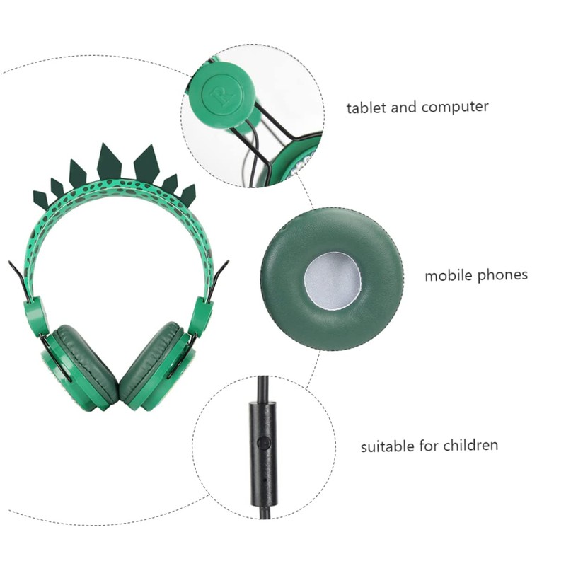 SHOWERORO Over Ear Headphone with Microphone Adorable Dinosaur Design Volume