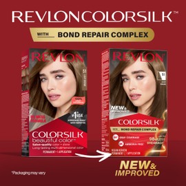 REVLON Revlon ColorSilk with Bond Repair Complex, Brown Permanent Hair Color, 100% Gray Coverage, Ammonia Free Hair Dye, Vegan Keratin, 51 Light Brown (Pack of 3)