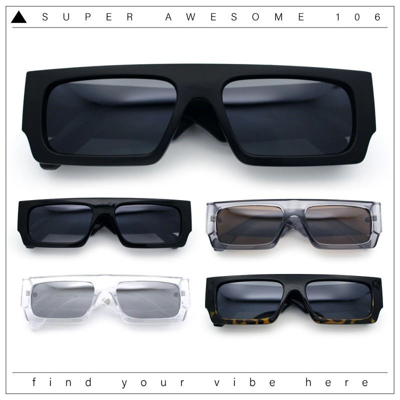 SA106 Narrow Rectangle Flat Top Horn Rim Thick Temple Plastic