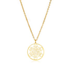 EUEAVAN Metatron’s Cube Necklace Metatron Cube Sacred Geometry Pendant Seals of Archangel Angel Metatron Statement Necklaces Spiritual Protection Talisman for Women (gold)