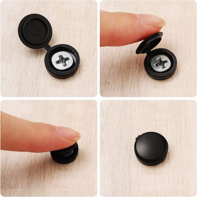 Hotop 100 Pieces Hinged Screw Cover Caps Plastic Shutter Screw