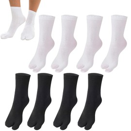 Chenyoyangfen 4 Pairs of Elastic Cotton tabi Toe Socks flip flop socks Short Split Toe Socks in Cotton socks with toes flip Flop Socks foot socks mens work socks (White,Black)