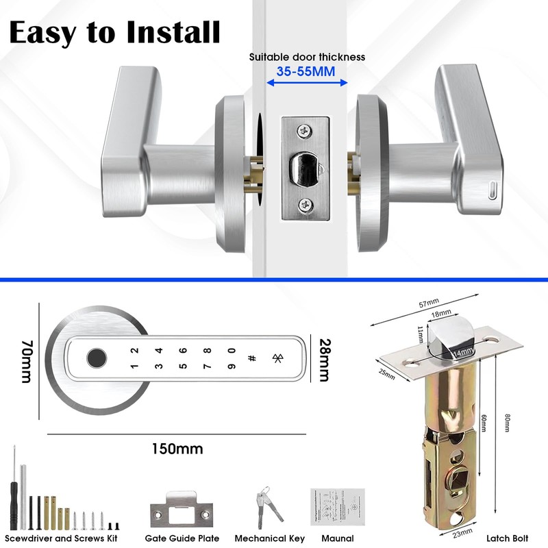 Advwin Smart Lock Door, Fingerprint Keypad Deadbolt Lock Keyless Entry