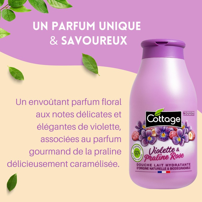 Cottage Shower Moisturising Milk Purple Praline Pink 97% Ingredients Natural