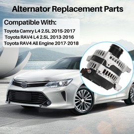 12V 125AMP Alternator Compatible for Toyota RAV4 2.5L 2013-2018 Toyota Camry 2.5L 2015-2017 Toyota RAV4 Replacement 27060-0V170 104211-3541